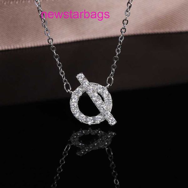 

designer herms necklace for sale 925 silver full diamond double ring pig nose women's simple geometric round diamond fashion pendant