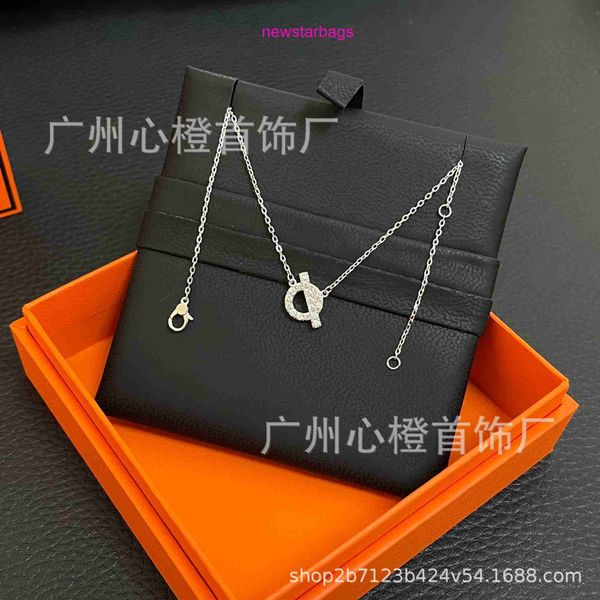 

designer herms necklace for sale 925 sterling silver pig nose small q necklace female full diamond round collar chain ins light luxury style
