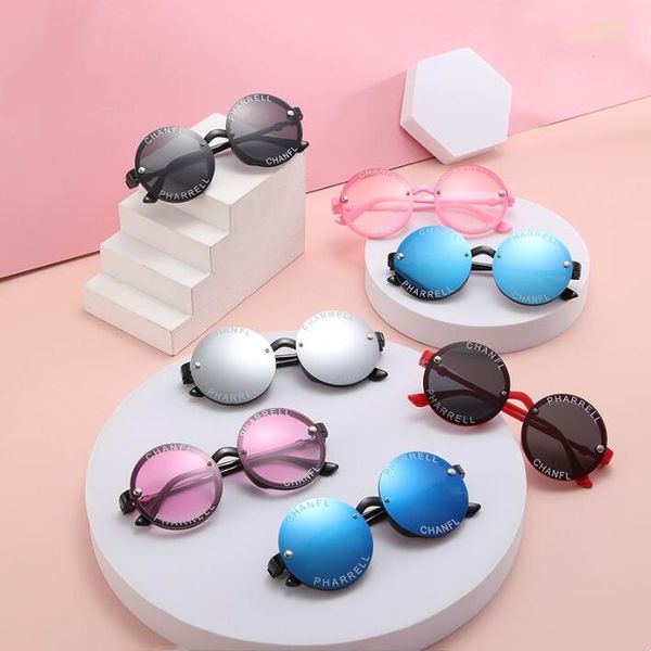 

kids designer sunglasses color changing retro sun glasses round fashion letter travel drive summer eyewear uv400 beach sunblock eyeglass acc, Blue