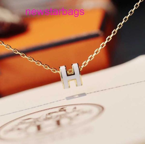 

designer herms necklace for sale v gold h necklace mini poph black and white milk tea enamel lacquered collarbone chain w53b