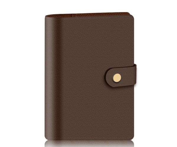 

designer book wallet r20105 medium small ring agenda cover womens fashion notebook credit card holder case luxury wallets iconic canvas leat, Brown;gray