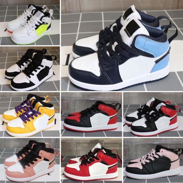 

kids basketball quality jordns j1 shoes 1s trainers children boy girl 3 bred black red white casual sneakers chaussures zapatos