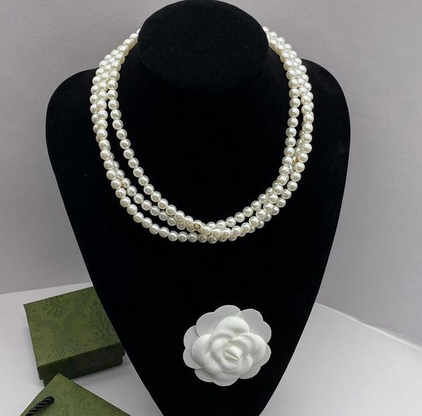 

elegant classic letter pearl beaded necklaces sweater chain luxury brand statement necklace bijoux for women lady bride party wedding lovers, Silver