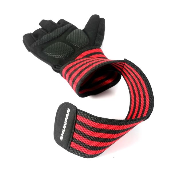 

sports gloves gym fitness wrist wrap support silicone non slip weightlifting crossfit bodybuilding dumbbell workout palm protect 230308, Black