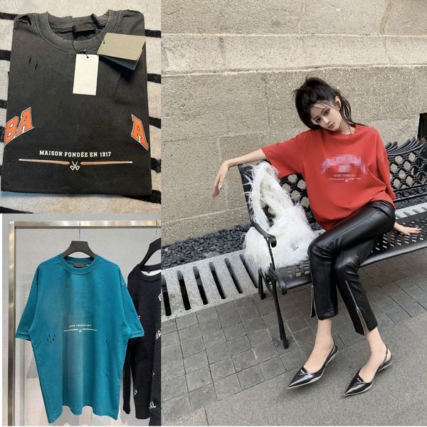 

women designer 23ss summer men's t shirts ripped mens retro white black shear tees