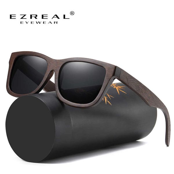 

ezreal hamdmade natural polarized wooden sunglasses men bamboo sunglasses women brand designer original wood glasses s3833, White;black