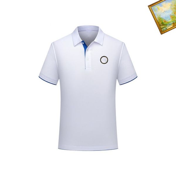 

lapel short sleeve advanced joker style men's t-shirt fabric technology chest luxury classic latest design, slim fit will highlight the, White;black