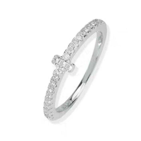 

high version 925 plated sterling silver tiffay ring designed by female minority cross row diamond end cold index fingerwith logo