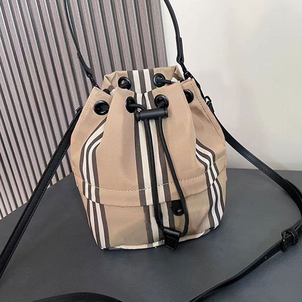 

plaid canvas string bucket bag handbag purse women shoulder bags fashion letter patchwork color removable shoulder strap tartan hand bag hig