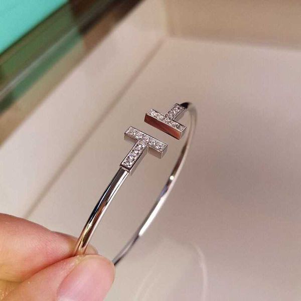 

factory designer bangle 9eh9 benchmarkingdouble t open bracelet home diamond white shell rose gold couple, Black