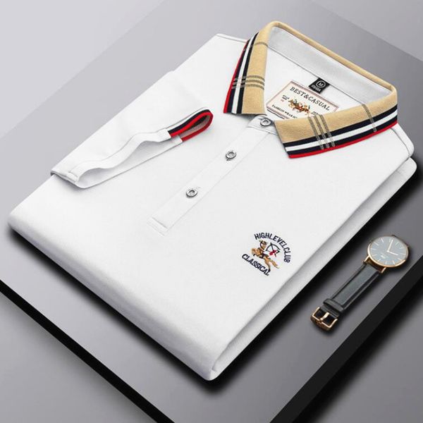 

2023 designer luxury mens polo shirts t-shirt fashion business casual short sleeve 100% cotton breathable summer clothing 4xl 2xl, White;black