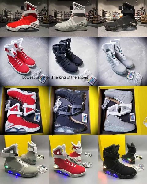 

air mag automatic laces casual shoe sneakers marty mcfly's led shoes man back to the future glow in the dark gray boots mcflys sneaker, Black