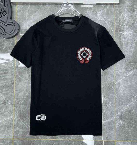 

fashion mens classic couple t shirt brand t-shirts white 2023chromes short designer casual embossed letter horseshoe sanskrit cross, White;black