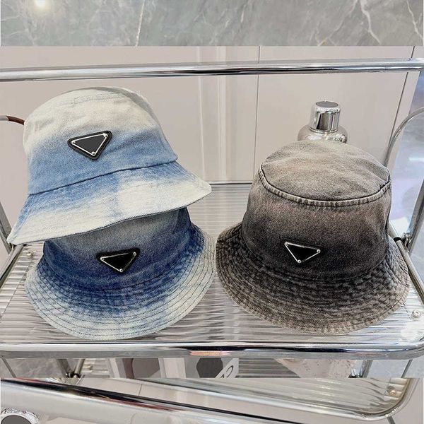 

summer bucket hat fashion stingy brim hats designer casual cap gradient color caps 3 options 6rsz, Blue;gray