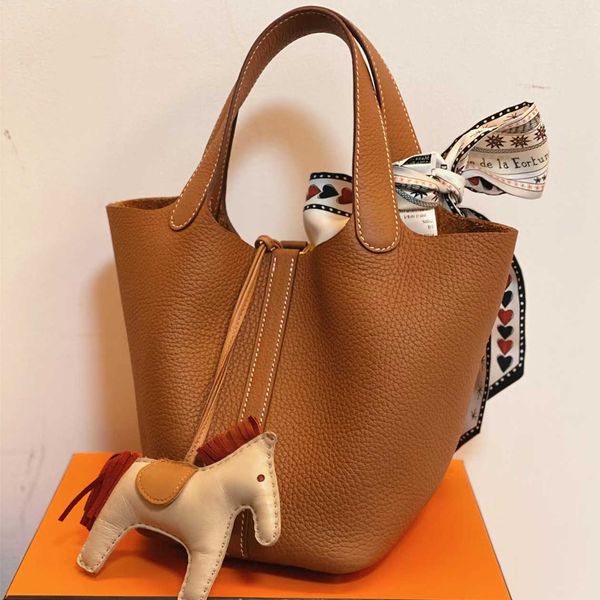 

designer original herms classic cowhide lychee vegetable basket bag entry-level togo leather bucket new hand