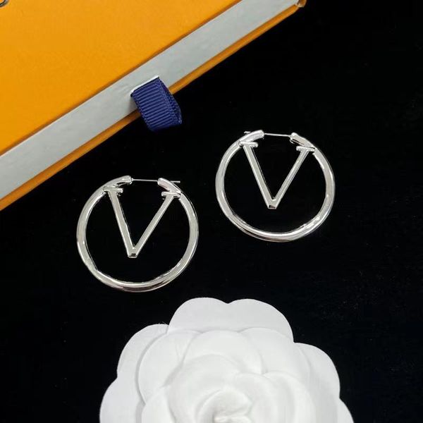 

fashion stud earrings for women 18k gold plated designer ear stud earrings brand designers geometry letters crystal hoop earring wedding jew, Golden;silver
