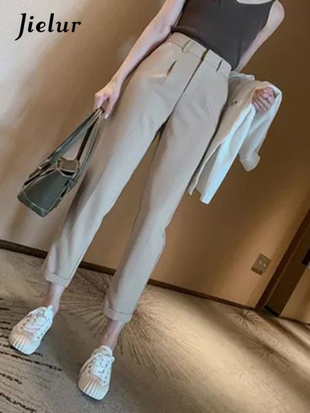 

women's pants capris jielur workwear high waist pockets female suit pants casual loose women harem pants autumn winter pantalon femme 2, Black;white