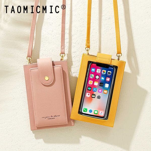 

touch screen mobile phone bag women's messenger bag pu simple thin multi card touch screen mobile phone bag 230309