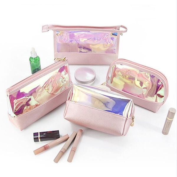 

cosmetic bag tpu holographic transparent zipper makeup bags waterproof toiletries bag cosmetic pouch for women girls