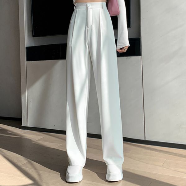 

women's pants capris casual high waist loose wide leg pants for women spring summer female floor-length pants ladies streetwear trouser, Black;white