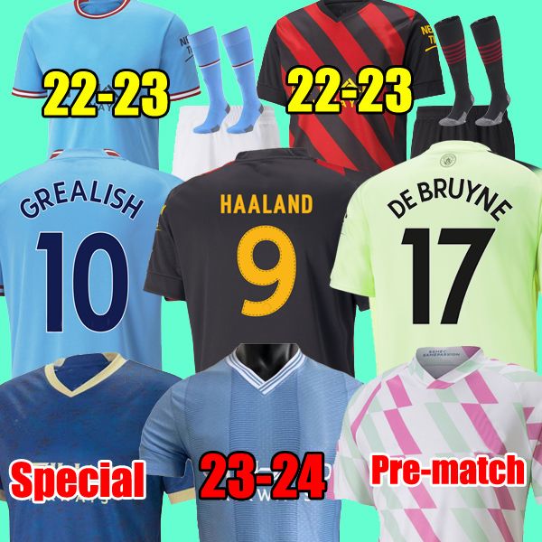 

men's t-shirts 22 23 24 haaland soccer jerseys grealish sterling mans cities mahrez fans player version de bruyne foden 2023 2024 footb, White;black