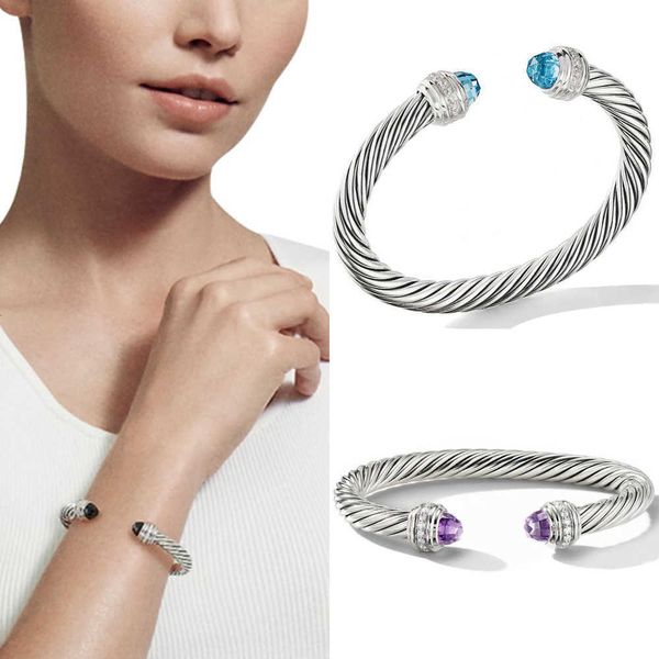 

bracelet dy twisted wire round head women fashion versatile platinum plated two-color hemp trend selling jewelry, Black