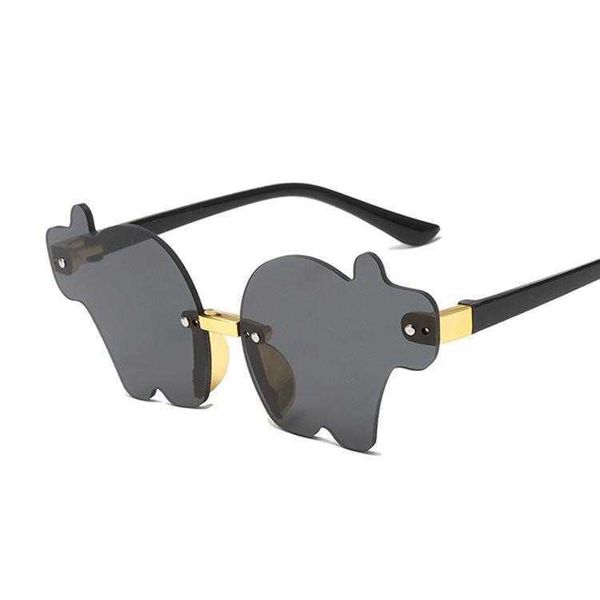 

cute cartoon kids sunglasses boys and girls trimmed frameless gradient color, Blue