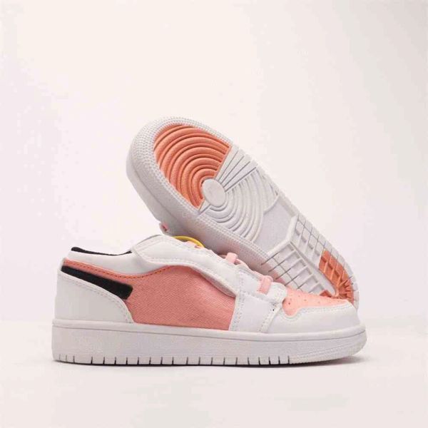 

kids 1 low white light madder root basketball shoes dm8960-801 white pink black girls boys children sneakers us size 7.5c-3y eur size 24-35