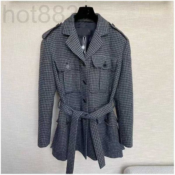 

women's jackets designer new 2023 brand jacket ootd fashion grade autumn winter tweed coat houndstooth overcoat leisure women spring co, Black;brown