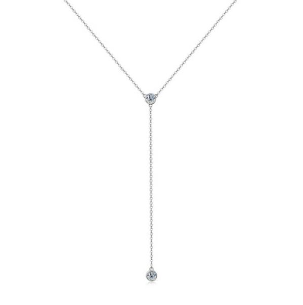 

real moissanite diamond necklace for women tassel pendant 925 sterling silver wedding bridal girls jewelry