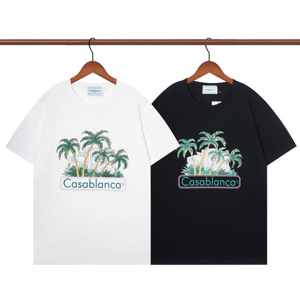 

designer casablanca 100% cotton women men t-shirt luxury men tees summer round neck sweat absorbing short sleeves breathable cotton t shirt, White;black