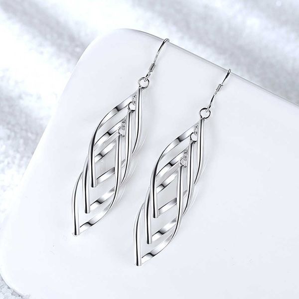

charm classic 925 silver needle drop earrings for women long tassel multi-layer twisted wave earrings oorbellen brincos pendientes l230309, Golden