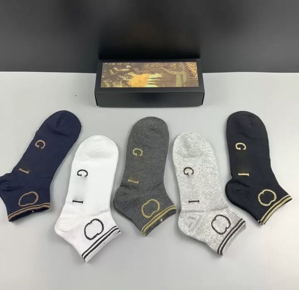 

2023 designer men's and women's socks five brands luxury fashion couple sports winter mesh alphabet knitted socks cotton belt box, Black