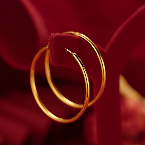 

women hoop earrings smooth simple circle round jewelry gift 18k yellow gold filled classic earrings gift, Golden;silver