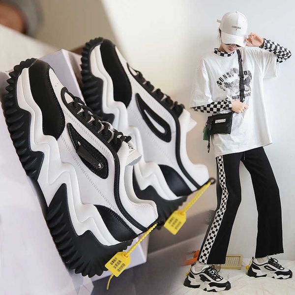 

dress shoes new fashion women casual shoes woman platform sneakers comfortable breathable vulcanize shoes chaussures femme dad shoes 912, Black