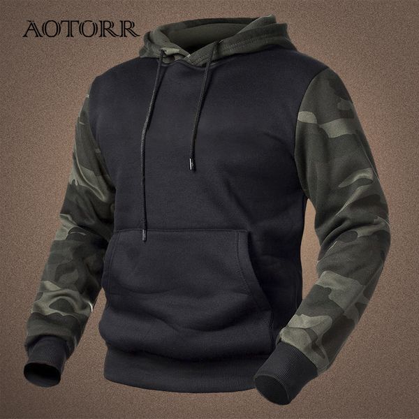 

men's hoodies sweatshirts fleece men's hoodies autumn winter casual hoodies men outwear camouflage pullover sweatshirts male hoode, Black