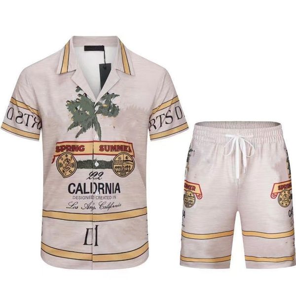 

men's tracksuits short sleeve shirt casual beach suit designer for men t-shirts print loose tracksuit shorts, Gray
