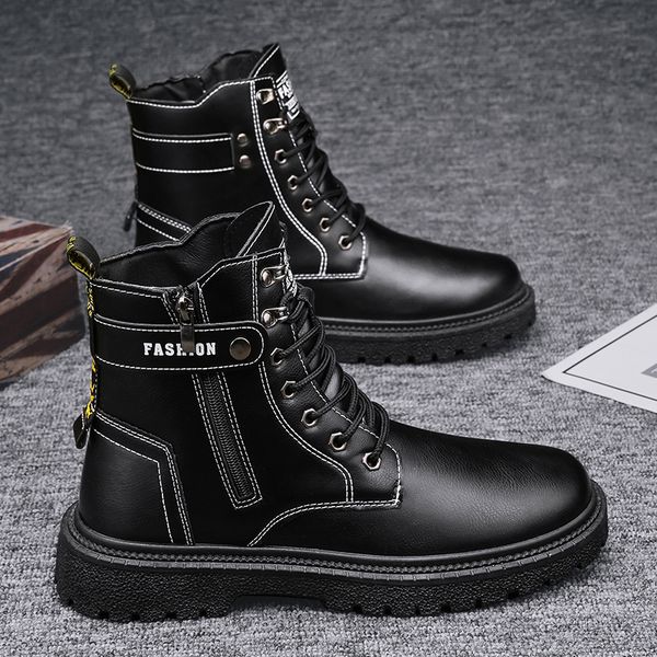 

boots pupuda black men comfortable ankle korean casual shoes male lace up outdoor good quality autumn 230309