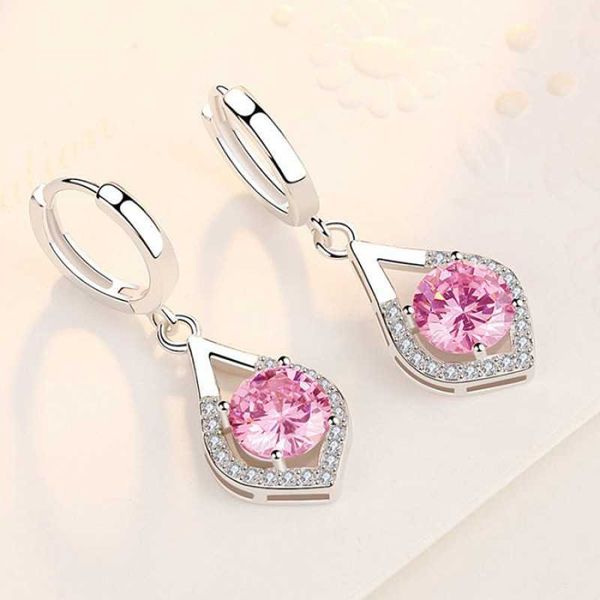

charm new 2022 korea fashion 925 sterling silver drop earrings blue pink luxury crystal temperament earrings for women jewelry l230309, Golden