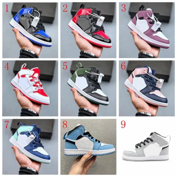 

infants 1s-11s 2022 kids basketball shoes kid shoes game royal scotts obsidian chicago bred sneakers mid multi-color boys grils tie-dye baby, Black