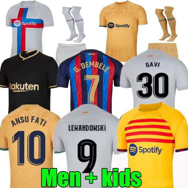 

s-4xl 22 23 barcelona fourth away camisetas de football soccer jersey lewandowski third yellow ansu fati memphis pedri adama ferran 2022 202, Black;yellow