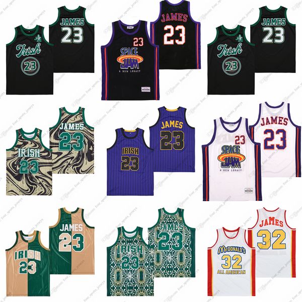 

movie version of basketball 23 james jersey crown me black alternate marble alternate space jam new legacy black customized diy jerseys