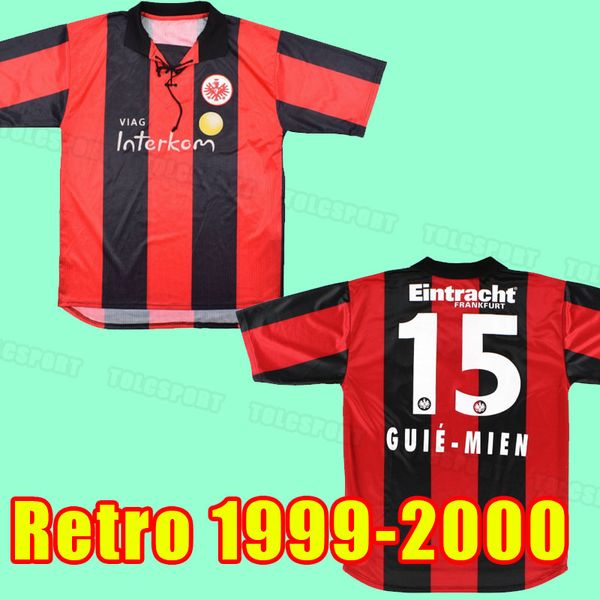 

eintracht frankfurt 1999 2000 retro soccer jerseys 99 00 fjortoft heldt yang chen salou guie-mien vintage classic football shirt custom, Black;yellow