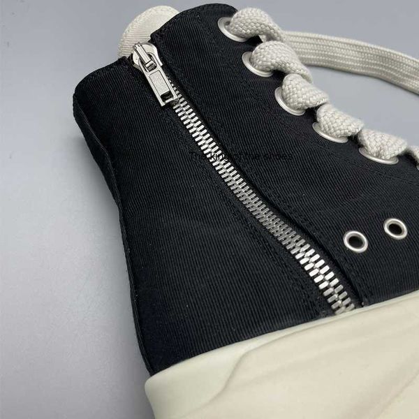 

rick original canvas shoes thick sole jumbo shoeslace drk women sports shoes owens male sneakers shdw lace-up women's sneaker wit, Black