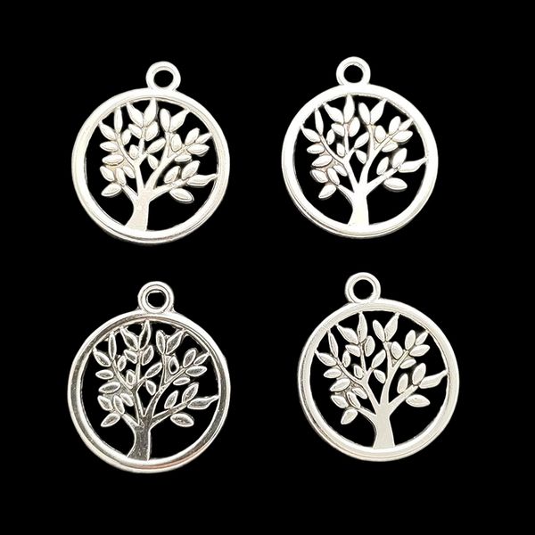 

100pcs tree pendants charms for jewelry making tibetan silver color antique diy handmade craft 20*17mm dh0361, Bronze;silver