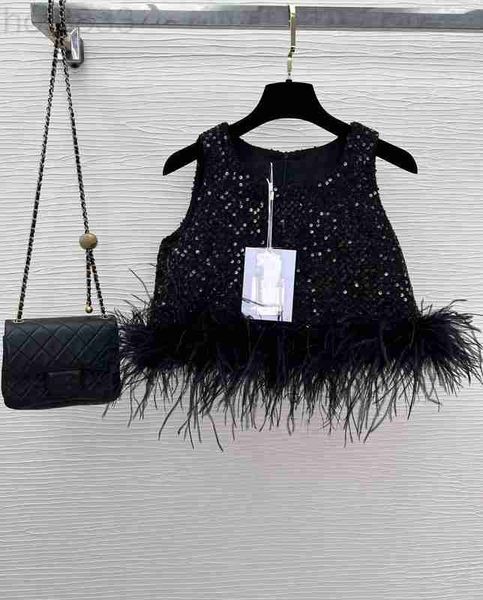 

women's t-shirt designer 2023 spring summer new grade casual shirt sequins feather fashion ootd vest polo mother's mn0f, White