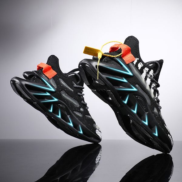 

dress shoes men trendy mesh sneakers breathable running escent sport outdoor walking jogging athletic hombre 230308, Black
