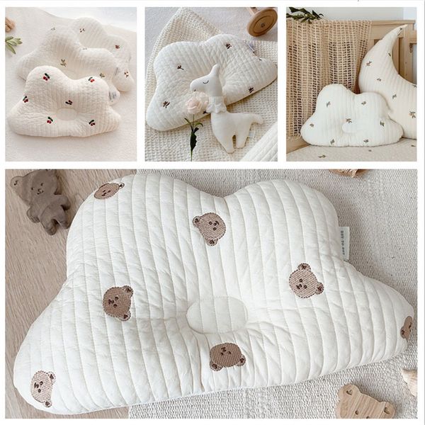 

pillows bear embroidery baby pillow for born baby accessories cotton infant nursing pillow anti deflection head baby stuff room deco 230309