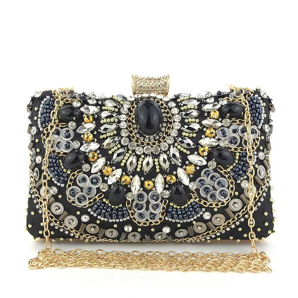 

hengmei dinner bag handmade beaded dress with diamond fashion bag 230309