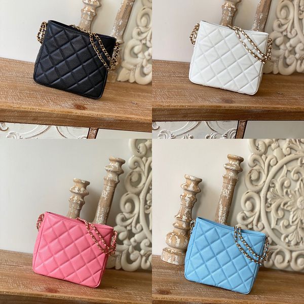 

10a mirror quality designer small bucket bag 19cm women chain shoulder bags luxuries designers diamond lattice handbag with box c251